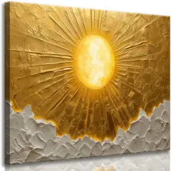 Summer Boho Sun Canvas Wall Art Bohemia Minimalism Golden Abstract Sunrise Sunset Modern Luxury Painting Picture Wall Decor Poster Print Artwork for Living Room Bedroom Office Home Decoration