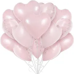 30Pcs 18 Inch Baby Pink Heart Balloons Pastel Pink Heart Shape Foil Mylar Balloons Decoration for Birthday Valentine's Day Wedding Bridal Shower Anniversary Engagement Party Supplies