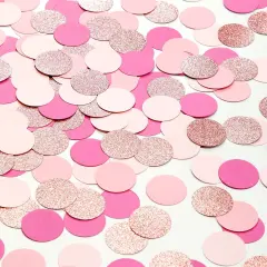 Rose-gold Hot-Pink Party Decorations Confetti - 300pcs Wedding Bridal Shower Baby Girl Birthday Bachelorette Engagement Mohters Brunch Glitter Paper Table Decor Lasting Surprise