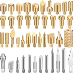 43 Pcs Wood Burning Tips Kit, Wood Burning Letters Numbers Alphabet Stamps Different Shape Stencils Templates for Embossing Branding Crafts Personalization Tools(Different Shape)