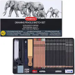 Drawing Sketching Pencil Set, 42 Pack Pro Art Pencil Kit with Graphite Pencils (14B-4H), Charcoal Pencil, Ideal for Shading, Blending, Drawing Set for Beginners & Pro Artists