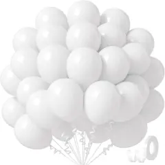 White Balloons 12 inch, White Latex Balloons 50pcs Party Balloon for Engagement Bachelorette Bridal Shower Wedding Party Birthday Decorations
