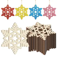 Wooden Snowflake Ornaments to Paint - Christmas Winter Decoration Cutouts Unfinished 24PCS 3.5 Inches, DIY Blank Tree Ornament for Home Snowflakes Crafts Hanging