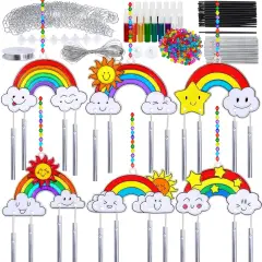 24 Sets Rainbow Summer Suncatchers Ornaments Decorations DIY Window Paint Art Suncatchers Craft Kits Hanging Rainbow Sun Catchers for Kids Spring Summer Home Classroom Party Activity Art Project