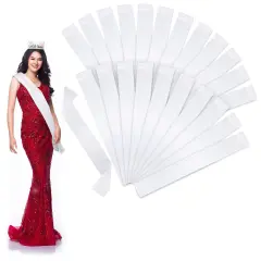 24 Pack Blank White Satin Sashes Bulk for Pageants, Bachelorette Party, Prom, Versatile Customizable Accessory for Special Events and Themed Celebrations (4 x 33 In)
