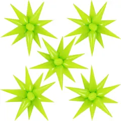 60 Pcs Fruit Green Star Balloons Foil Starburst Balloons Explosion 12 Point Cone Balloon Large for Wedding Anniversary Backdrop Birthday Party Decorations