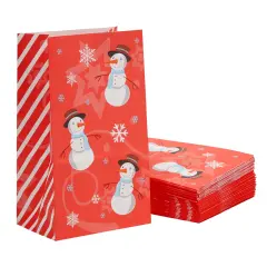 36 Pack Bulk Snowman Christmas Gift Bags, 5.1 x 8.7 x 3.2 Inch Christmas Goody Bags for Kids, Holiday Party Favor for Gifts, Treats, and Snacks