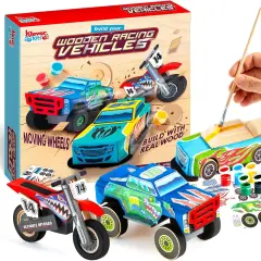 Kids Craft Kit Build & Paint Your Own Wooden Race Car Art & Craft Kit
