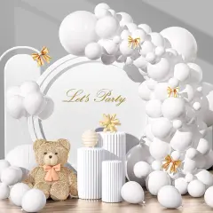 135pcs White Balloons Different Sizes 18" 12" 10" 5" White Latex Balloon Garland Arch Kit for Boys Girls Birthday Baby Shower Wedding Anniversary Graduation Party Decorations (03-White)