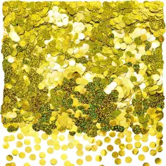 Gold Sparkle Foil Mylar Round Confetti Circles - Dot Graduation Wedding Table Scatter Centerpieces Baby Shower Birthday Engagement Party Favors Celebrations Decorations, 60g