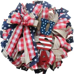 16 Inch Independence Day Patriotic Wreath for Wall Decor Red White and Blue Summer Wreath, Independence Day Memorial Day