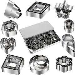 Mini Stainless Steel Cookie Cutter Set Various Shapes, 30 Pieces