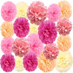 20 Pcs Paper Pom Poms Kit Decor, Tissue Paper Flowers for Birthday, Wedding, Bachelorette, Baby Shower, Girl Nursery Decoration (Pink Mix)