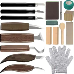 Wood Carving Kit,19Pcs Wood Carving Tools for Beginners & Adults,Complete Whittling Tools Set with Knives, Chisels and Guidebook,Perfect for DIY Crafts, Hobbies, and Woodworking Projects