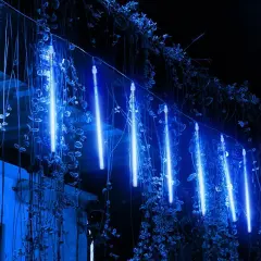 10Pcs Solar Meteor Shower Lights Outdoor - Waterproof LED String Lights with Remote, IP65 for Garden, Christmas, Wedding, Party Decor