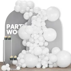 White Balloons 142 pcs Different Sizes Pack of 18 12 10 5 Inch Matte White Latex Balloon Arch Kit Garland for Wedding Bridal Graduation Baby Shower Birthday Party Decorations White-Y13