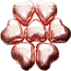 Rose Gold Heart Foil Mylar Balloons - Valentines Day Party Wedding Bachelorette Anniversary Birthday Bridal Shower Party Favors Balloons Decorations, 50pc