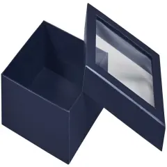 Pack/3: Navy Blue Window - Rigid Gourmet Gift Box - 7-1/2 x 7-1/2 x 2"