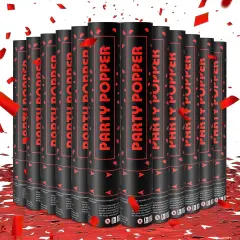 Party Poppers Confetti Cannon 12 Pack Red Confetti Popper Cannons 12Inch Paper Confetti Shooters Red Confetti Party Cannons Bulk for Wedding Birthday Graduation Baby Shower Party Celebrations