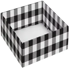 Pack/6: Black & White Plaid Decorative Trays - 10 x 10 x 3"
