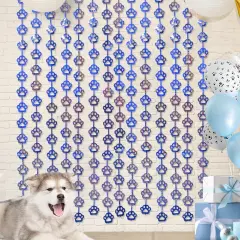 Blue Dog Birthday Party Supplies, 2 Pack Blue Dog Paw Party Decorations, 3.3x6.6ft Paw Tinsel Foil Fringe Curtains, Puppy Photo Booth Prop Backdrop Streamer, Birthday Decor, Party Decor