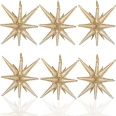 6 Pcs Caramel Colour Star Foil Balloons One-Piece 14-Pointed Star Balloons 4D Starburst Cone Mylar Balloons 22inch Christmas Birthday Wedding Wedding Anniversary Party Supplies(Caramel Colour)