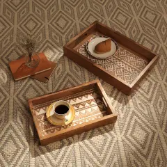 Handcrafted Mango Wood D&eacute;cor & Serving Birkin Tray - 15" x 9" x 2.5"