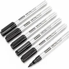 Permanent Marker Pens, Extra Fine Tip(1mm), Waterproof & Smear Proof ink, Aluminum Barrel, Quick Drying- Great on Plastic,Wood,Stone,Metal and Glass for Doodling and Marking (6 Black)