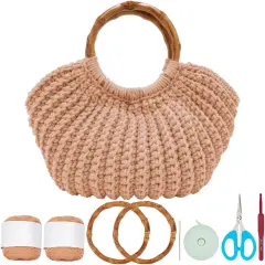 Crochet Bag Kit for Adults Khaki Handbag Crochet Kit for Beginners Tote Bag Starters Set DIY Craft Making Kit with Step-by-Step Instructions and Video Guidance