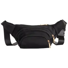 Zodaca Black Extra Large Fanny Pack Plus Size, Crossbody Bag with Adjustable Belt Straps Fits 34-60 Inch Waist (Expands to 5XL)