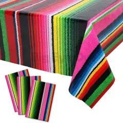 3 Pcs Mexican Fiesta Tablecover Birthday Party Decorations Plastic Tablecloth Mexico Disposable Table Cover Cinco De Mayo Themed Party Supplies Rectangle