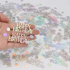 Birthday Confetti, Glitter Happy Birthday Table Decorations, 270 PCS Iridescent Party Decorations