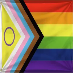 New Progress Pride Flag 3x5 ft Outdoor, LGBTQ Rainbow Intersex-Inclusive Flags, Double Sided Pride Progress Flag Gay Bisexual for Room Wall House Decoration