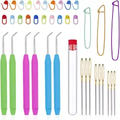 Loom Needle, Loom Hook Set, Colorful Knitting Loom Hook, Large-Eye Sewing Needles, Knitting Stitch Markers, Yarn Stitch Holders