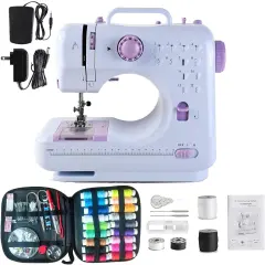 Sewing Machine For Beginners, Mini Sewing Machines, Included 2 Speed Foot Pedal, Portable Sewing Machines With 12 Built-In Stitch Patterns, (With Basic Sewing Kit)
