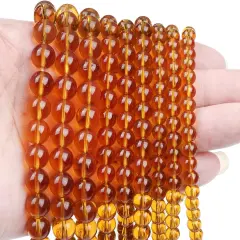 60pcs 6mm Natural Stone Beads,Gemstone Round Loose Beads for DIY Bracelet Necklace Earrings,Stone Beads for Jewelry Making(Amber Crystal)