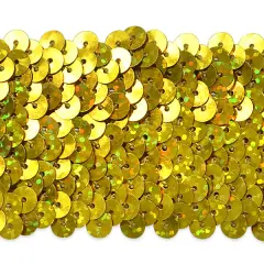 5 yards of 5 Row 1 3/4" Starlight Hologram Stretch Sequin Trim | 5 yard cut Gold