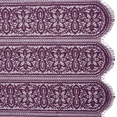 1 Yard Shadow Purple Re-Embroidered Lace Fabric Floral Medallion Stripes Finished Edge Sheer 50 Inch Width