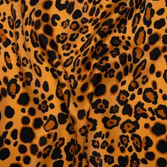 1 Yard Tan Silk Charmeuse Print Animal Spots Made in Italy Width 53"