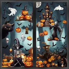8 Sheets Halloween Window Clings, Scary Halloween Window Stickers