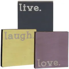 3 Asstd. Live Laugh Love Mini Wooden Block Painted Square Blocks