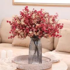 10pcs Babys Breath Artificial Flowers Bulk Faux Flowers European Silk Bouquet Vintage Floral Arrangements Farmhouse Table Centerpieces Vase Fillers for DIY Home Decor Wedding(Burgundy)