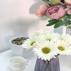 16PCS White Summer Flowers Gerbera Daisy Tabletop Decor Silk Flowers Artificial Flowers Artificial Daisy Fake Flowers Bouquet for Wedding Bridal Bouquet Party Home Kitchen
