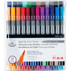 MARK-2202 | 24pc Fineliner and Brush Dual-Tip Artist Markers