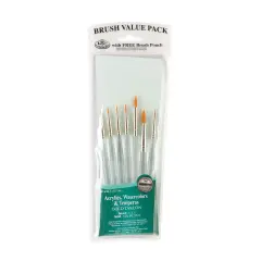 RSET-9158 | 7pc Golden Taklon Round/Detail Brush Set