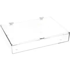 Pioneer Plastics 700C Clear Rectangular Plastic Container with Snap Closure Lid, 13.125" W x 9.1875" D x 2" H