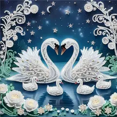 5D Diamond Art Kits for Adults,Love White Swans Special Shape Diamond Painting Kits for Beginners, DIY Crystal Diamond Dots Gem Art Craft for Home Decor 11.8x11.8 Inch