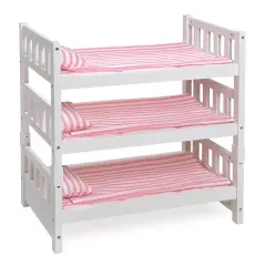 Badger Basket 1-2-3 Convertible Doll Bunk Bed with Bedding and Free Personalization Kit - Pink/Stripe