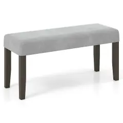 42" Grey Velvet Entryway Bench with Rubber Wood Legs and Padded Seat for Bedroom or Living Room