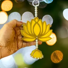 10 Ct. Lotus Hangings for Home Decor, Lotus Backdrop Hanging, Lotus Cutout, Pooja Decor, Diwali Decoration, Wedding, Diwali Decor, Wall Decor, Yellow